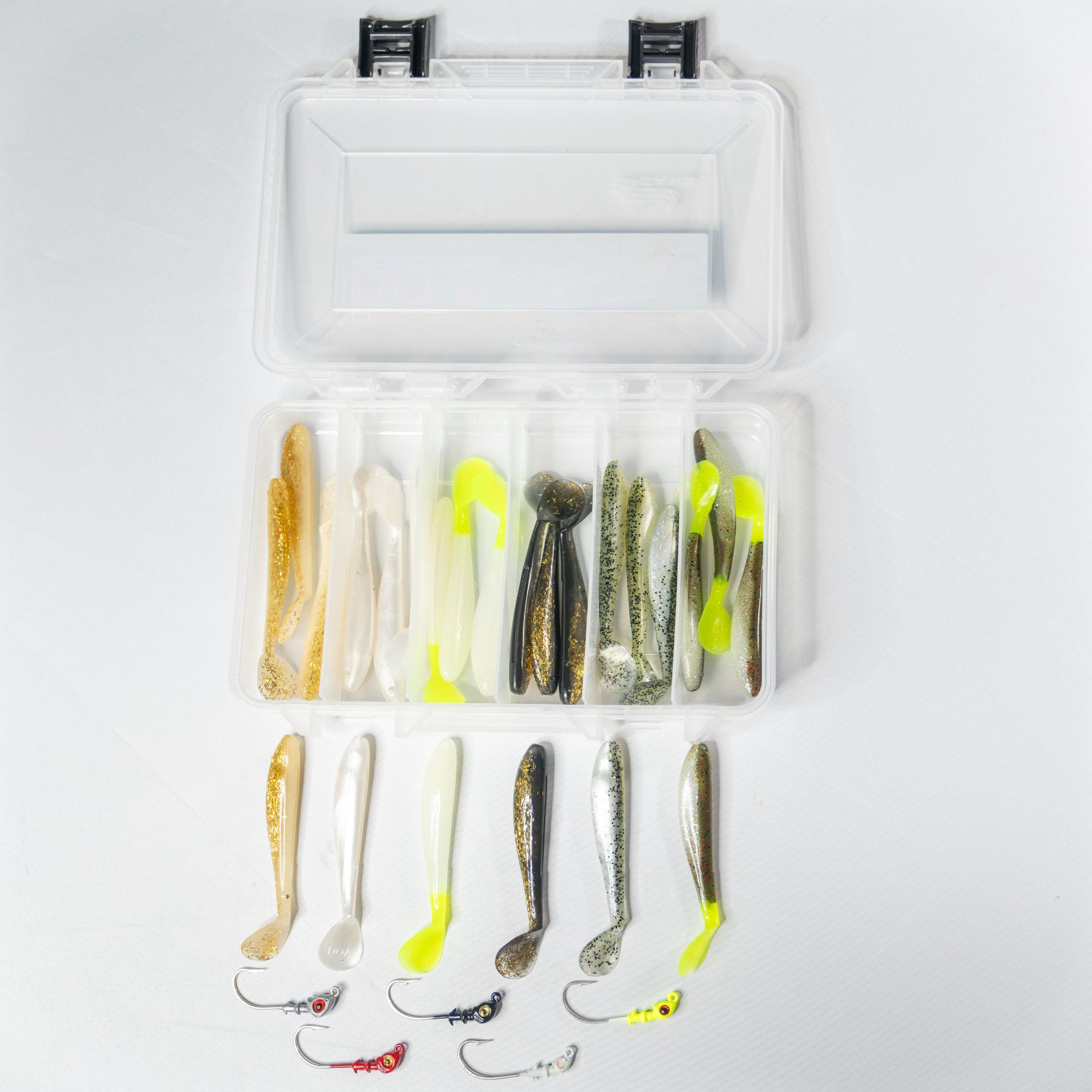 Small Plastic Fishing Tackle Box With Gear Fish Hooks Weights More