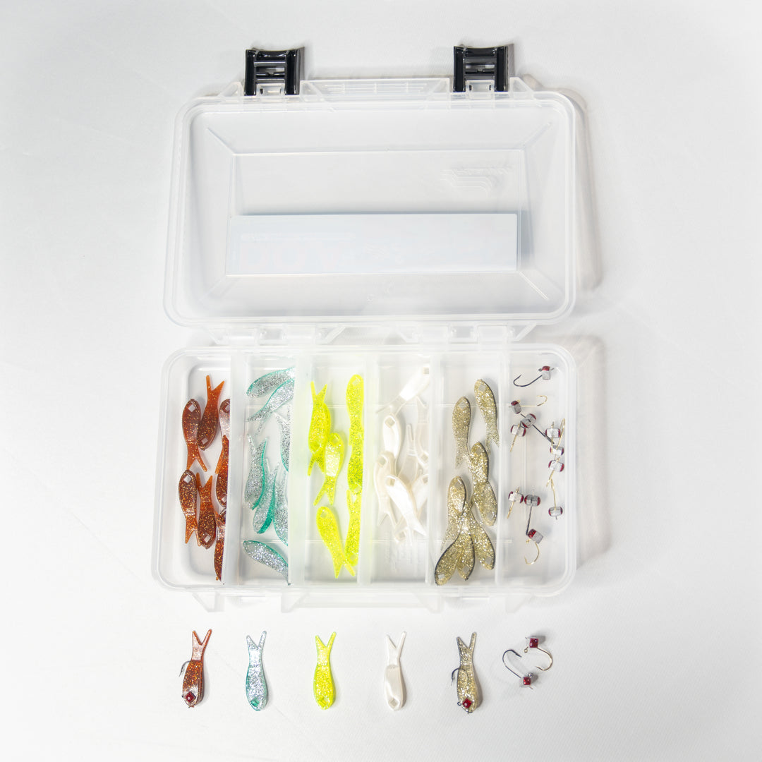 D.O.A. Assorted Lot Of Soft Body Lures Kit Plastic Organizer With Order  Form 